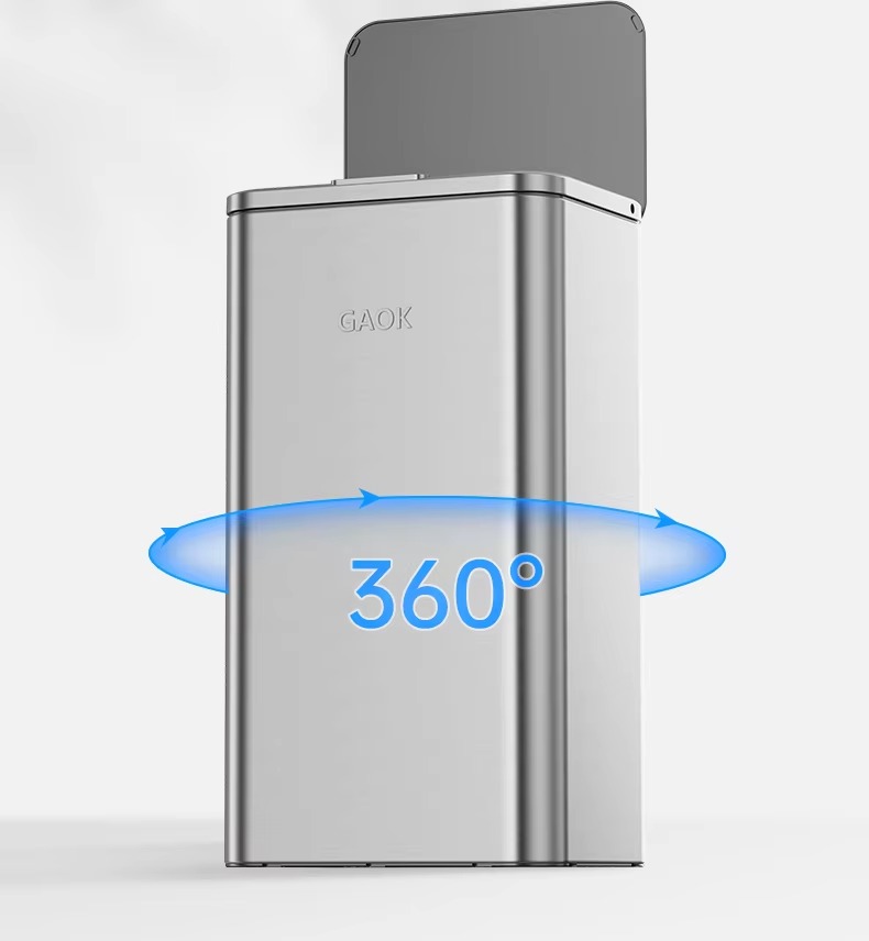 Rectangular Smart Stainless Steel Trash Can Electric Self-Sealing Sports Trash Smart No Touch Trash Bin Automatic Trash Bin - Image 4